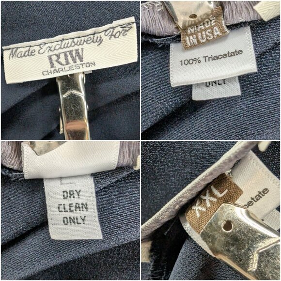 RTW Charleston Open Front Blouse Womens Navy Blue Long Sleeve Flowy Size XXL - Picture 5 of 8